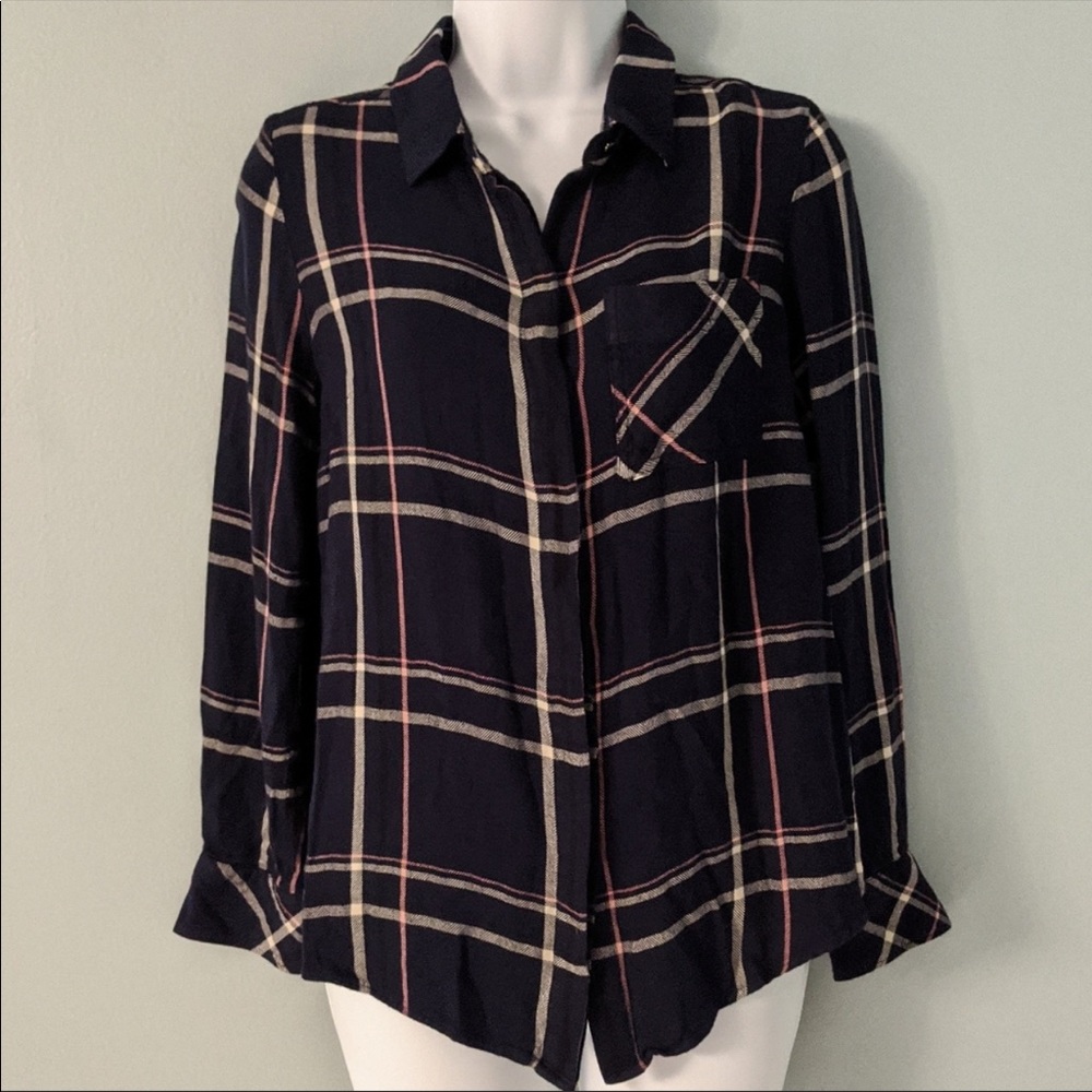 White House Black Market Plaid Button Down Shirt